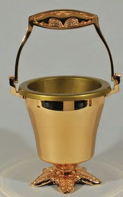High Polish Finish Bronze Holy Water Pot & Sprinkler: 9989 Style - 12" Ht