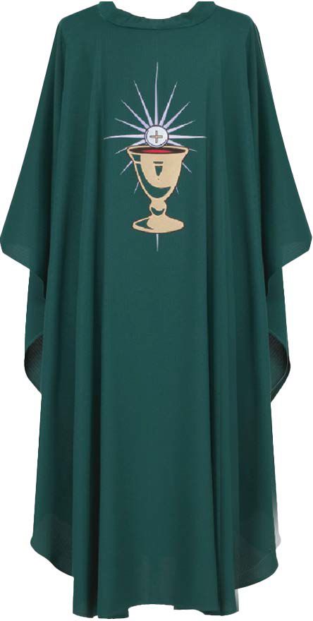 "Chalice/Host" Chasuble - Washable - Ample Cut - 100% Poly