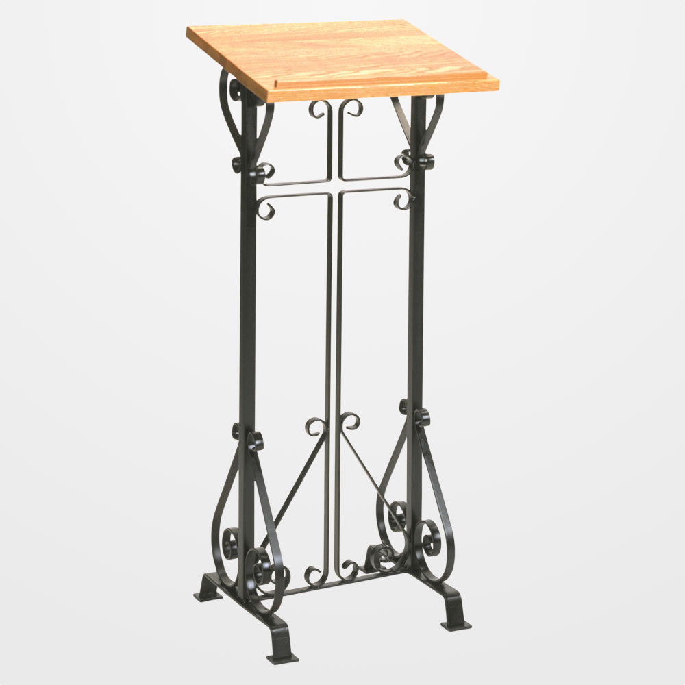 Wrought Iron Lectern w/Oak Top