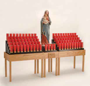 Votive Candle Light Stand - Oak Wood Statue Area- 104 Lite