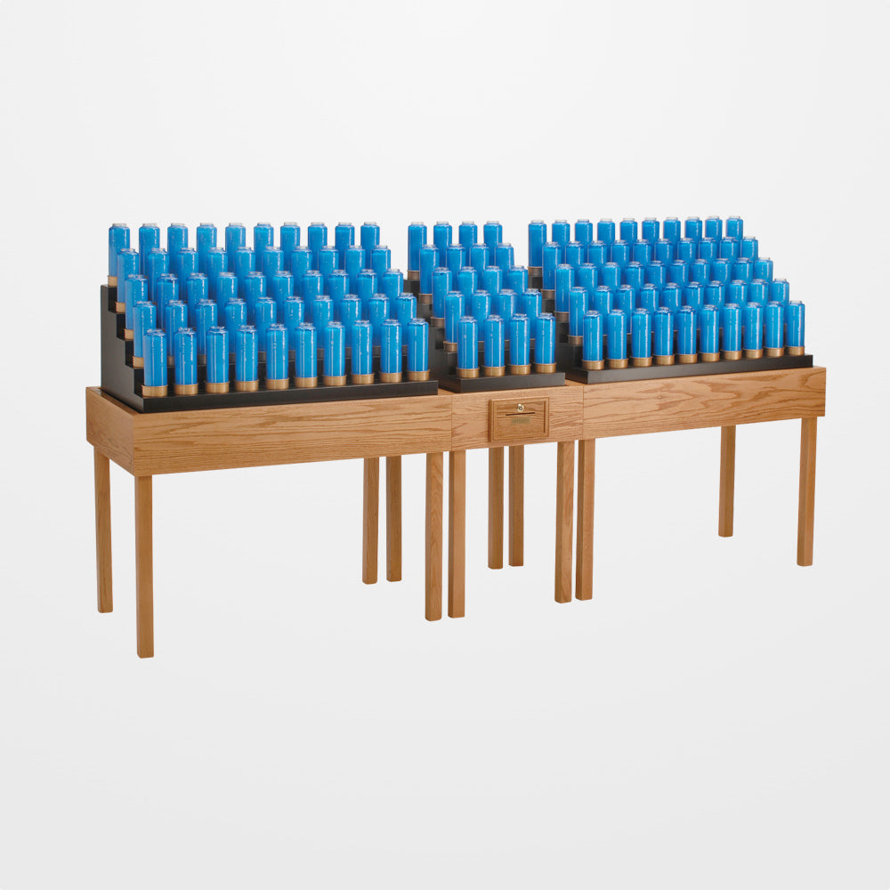 Votive Candle Light Stand - Oak Wood - 120 Lite