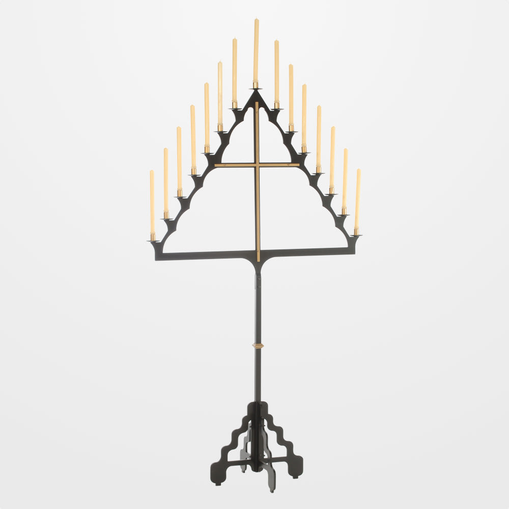 Wrought Iron Tenebrae Candelabra Connected - 15 Lite