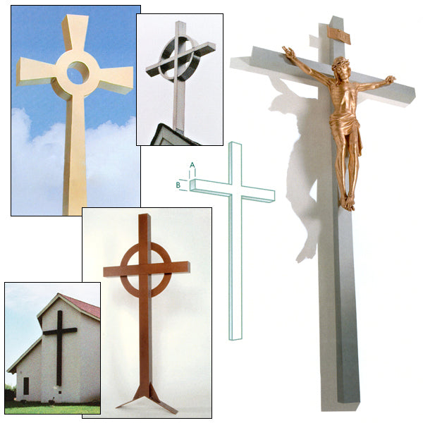 Custom Outdoor Church Crosses in Aluminum or Wood - 48" to 120"