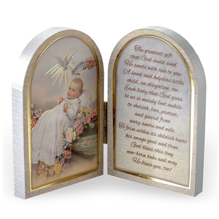3.5" Standing Natural Wood Diptych - Various Devotions