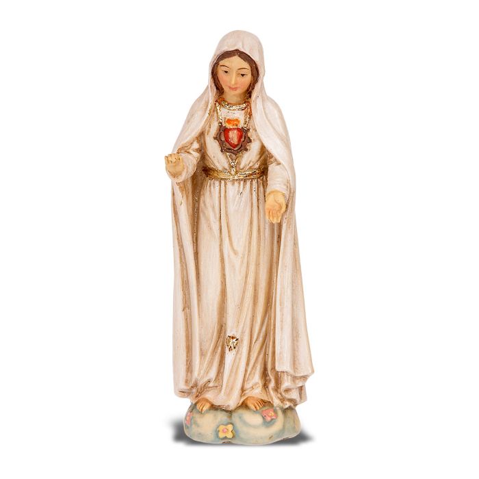 4" Cold Cast Resin Hand Painted Statue of Our Lady of Fatima in a Deluxe Window Box
