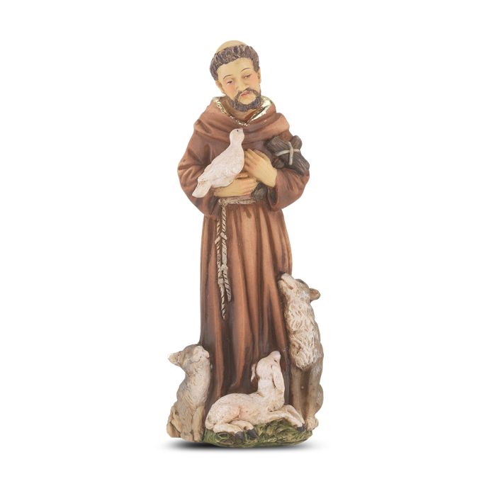 4" Cold Cast Resin Hand Painted Statue of Saint Francis of Assisi in a Deluxe Window Box
