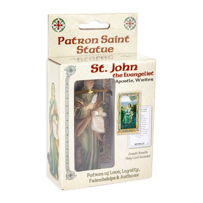 4" Cold Cast Resin Hand Painted Statue of Saint John the Evangelist in a Deluxe Window Box