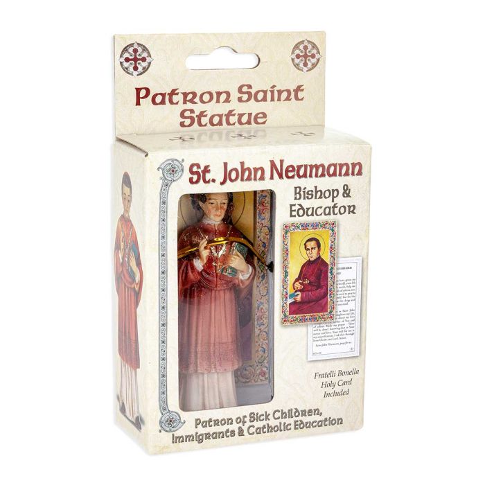 4" Cold Cast Resin Hand Painted Statue of Saint John Neumann in a Deluxe Window Box