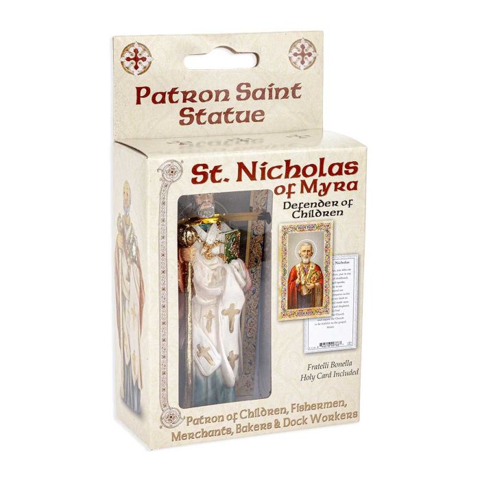 4" Cold Cast Resin Hand Painted Statue of Saint Nicholas in a Deluxe Window Box
