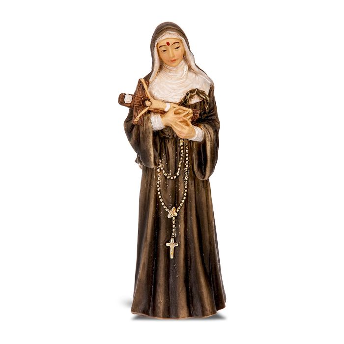 4" Cold Cast Resin Hand Painted Statue of Saint Rita in a Deluxe Window Box