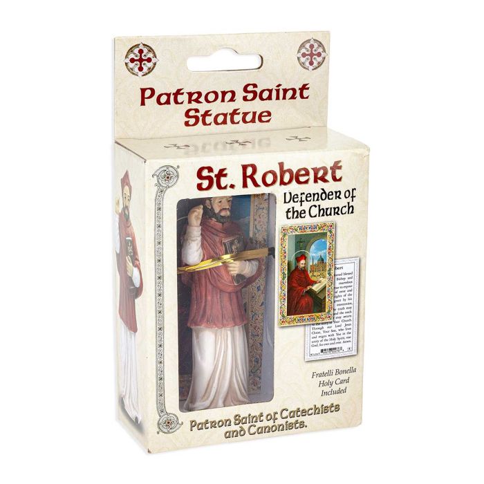 4" Cold Cast Resin Hand Painted Statue of Saint Robert in a Deluxe Window Box