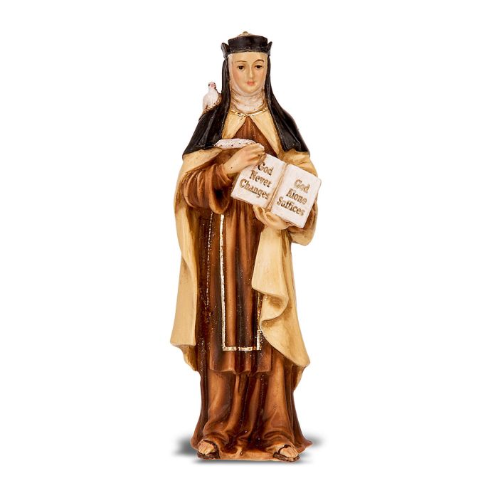 4" Cold Cast Resin Hand Painted Statue of Saint Teresa of Avila in a Deluxe Window Box