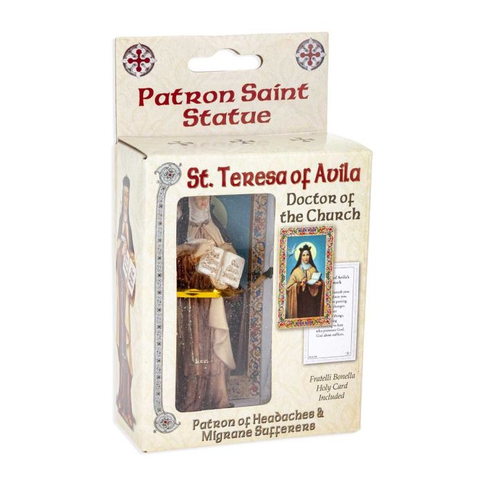 4" Cold Cast Resin Hand Painted Statue of Saint Teresa of Avila in a Deluxe Window Box