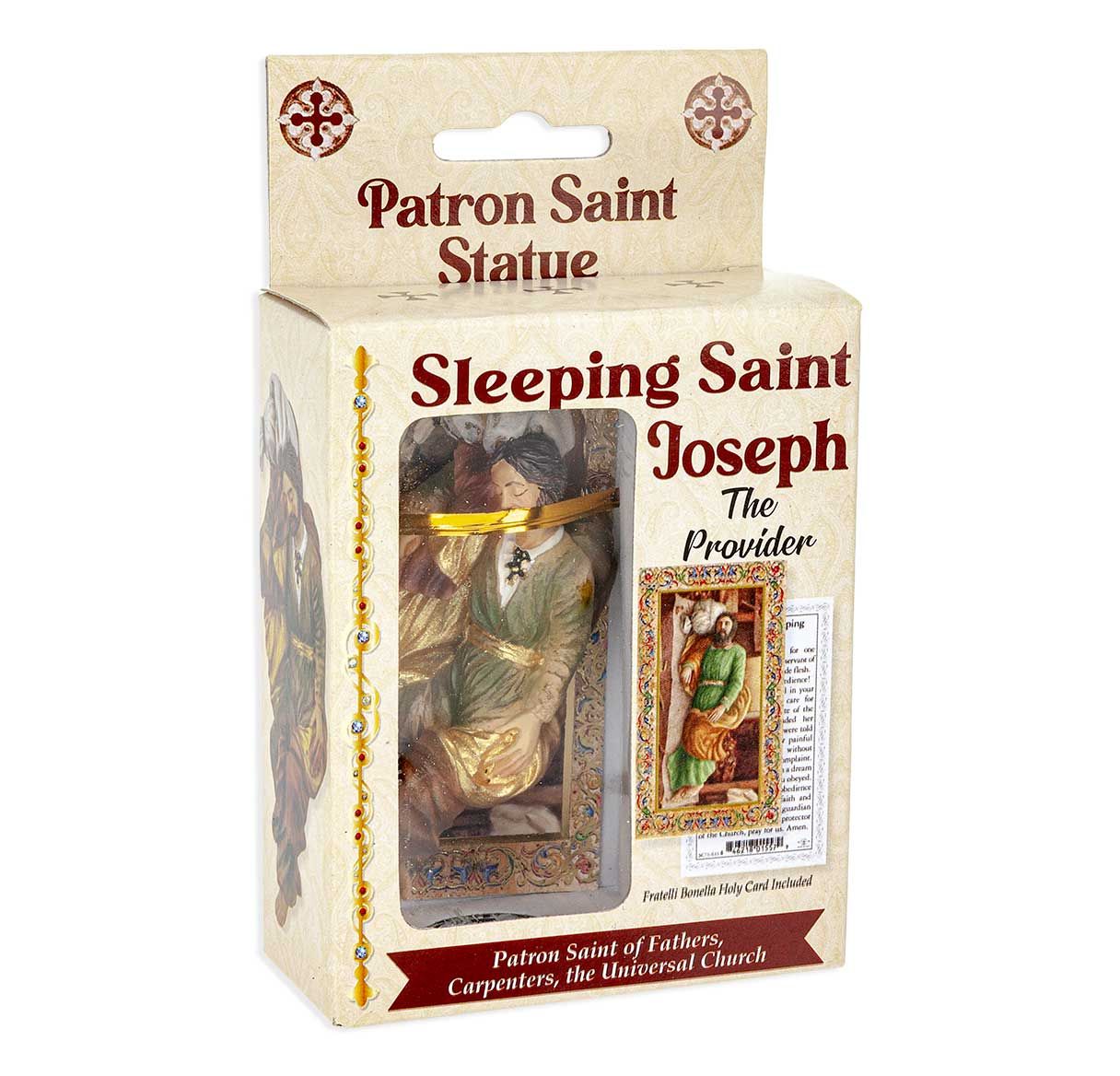 4" Cold Cast Resin Hand Painted Statue of Sleeping Saint Joseph in a Deluxe Window Box