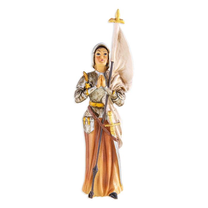 4" Cold Cast Resin Hand Painted Statue of Saint Joan of Arc in a Deluxe Window Box