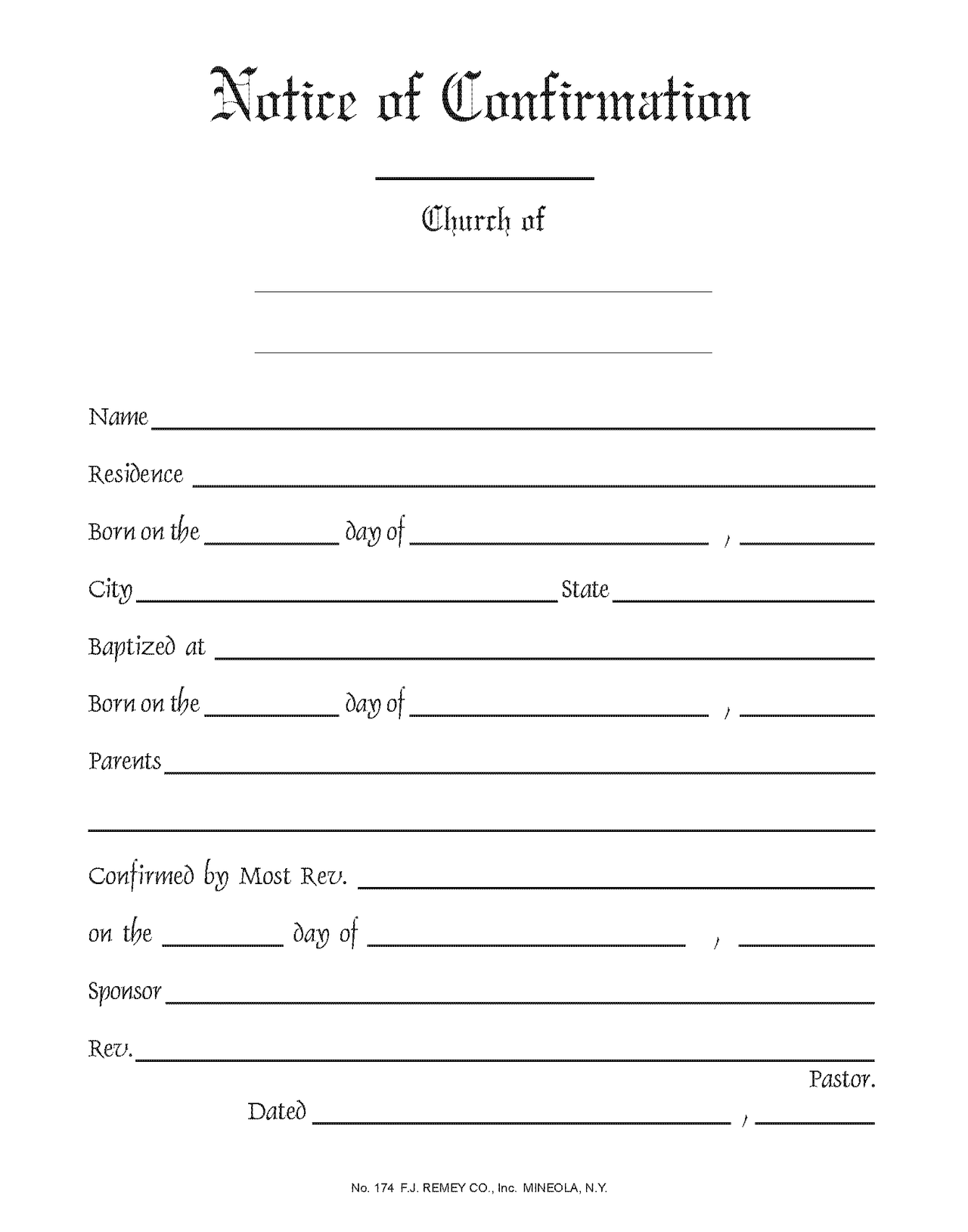 Notice of Confirmation (50/pad)