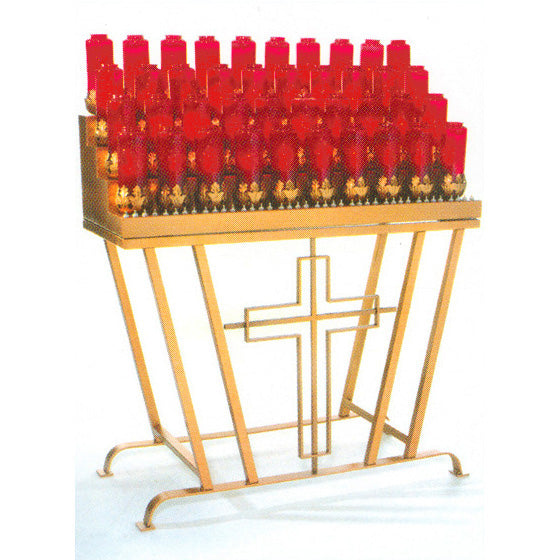 Electric/Electronic Candle Votive Light Stand - Tubular Base With Cross Insert - 40 Lite