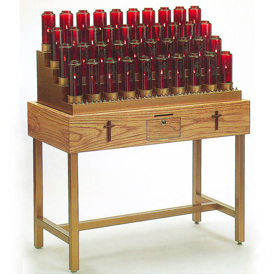 Electric/Electronic Candle 7-Day Votive Light Stand - Tubular Base - Cross Insert - 40 Lite