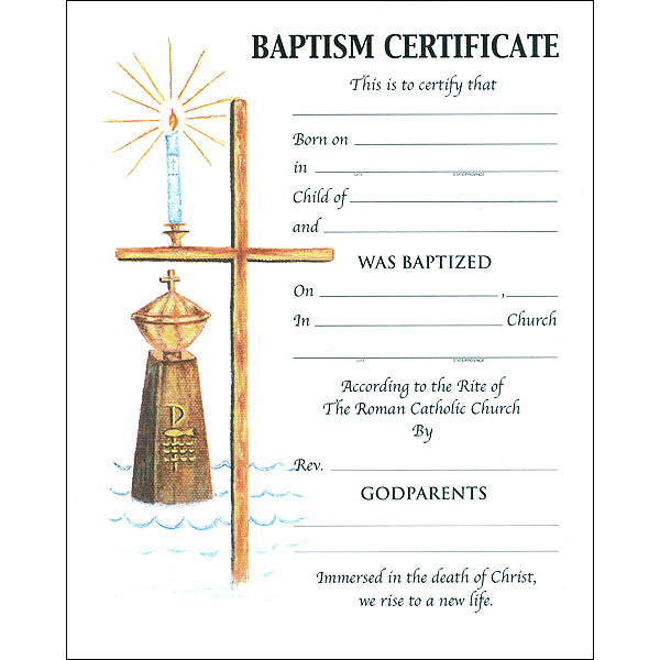 Baptism Certificate - Oil Painting - 100/pack