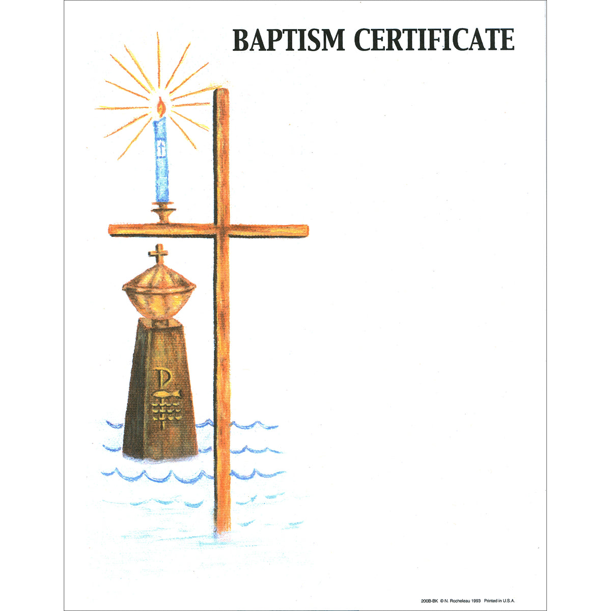Baptism Certificate - Oil Painting - 100/pack