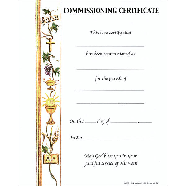 Commissioning Certificate - Oil Painting - 100/pack