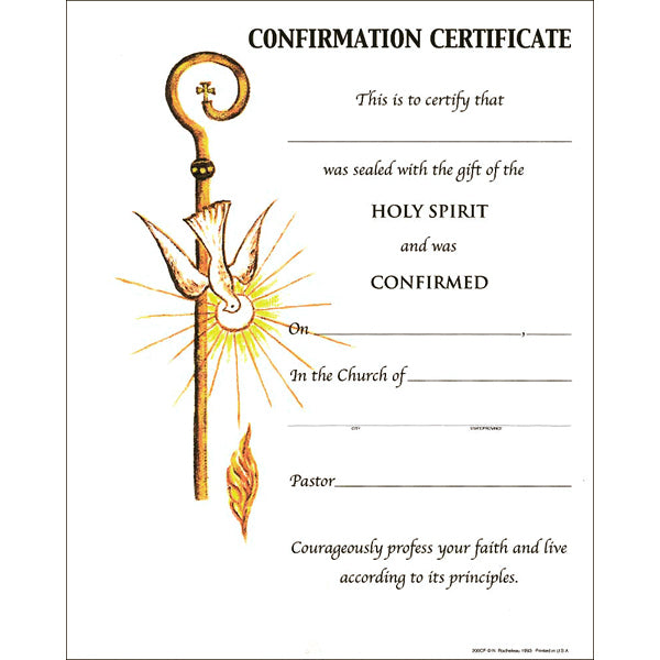 Confirmation Certificate - Oil Painting - 100 Pk