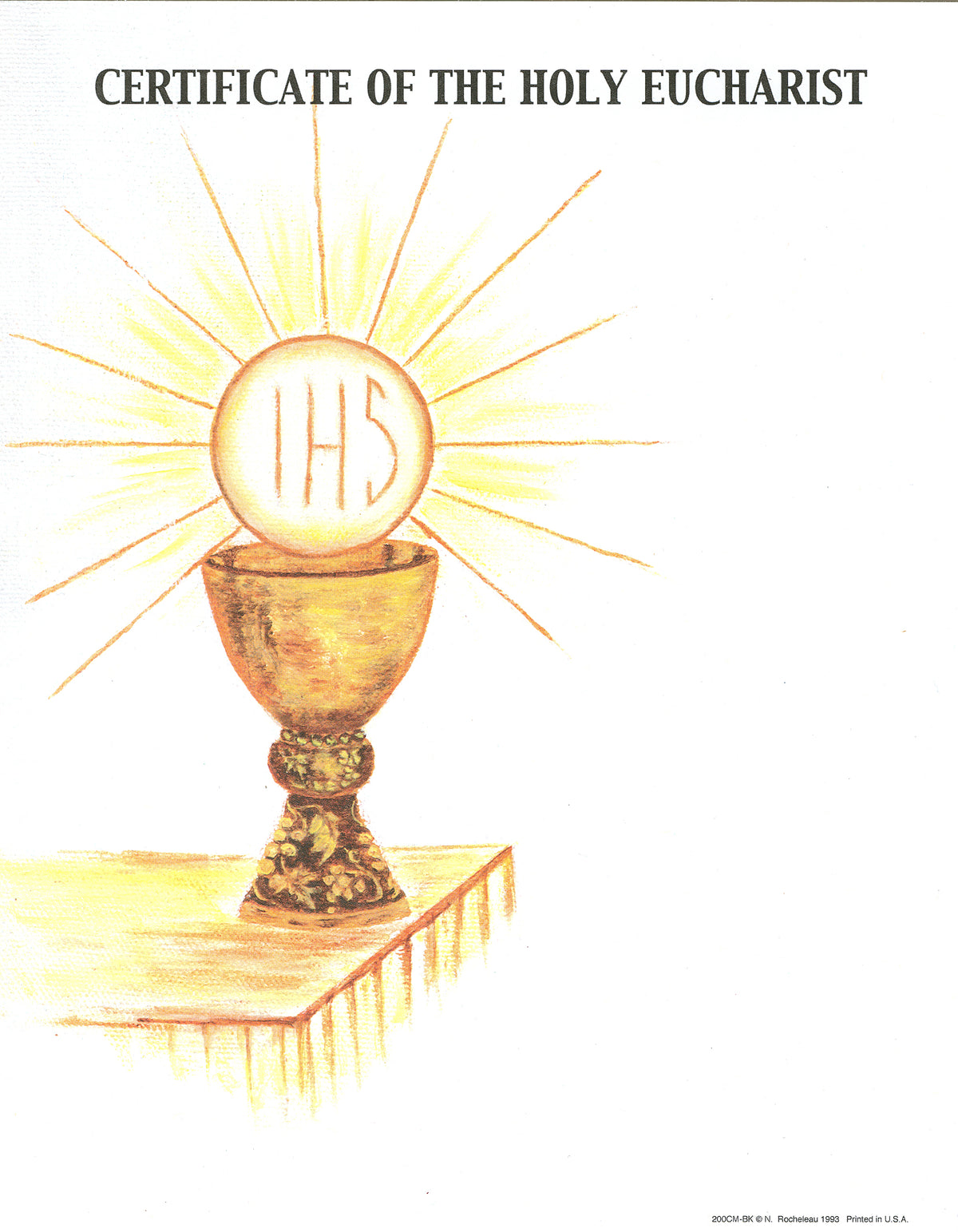 First Communion Certificate - Oil Painting - 100/pack