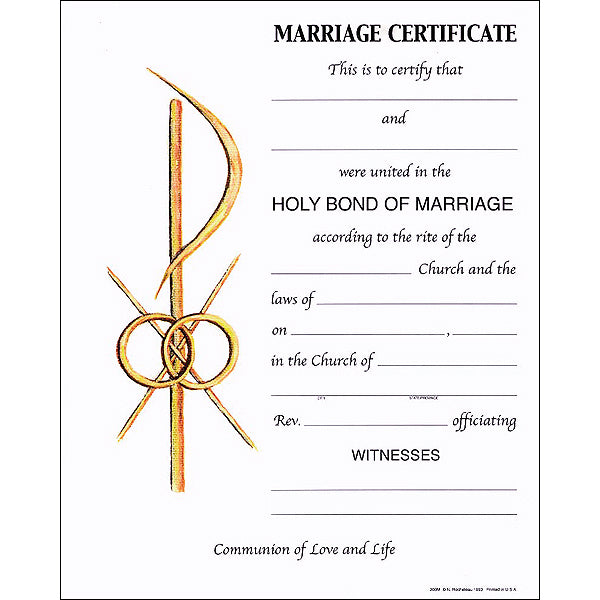 Marriage/Wedding Certificate - Oil Painting - 100/pack