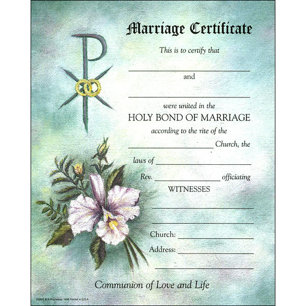 Marriage/Wedding Certificate - Oil Painting - 100/pack