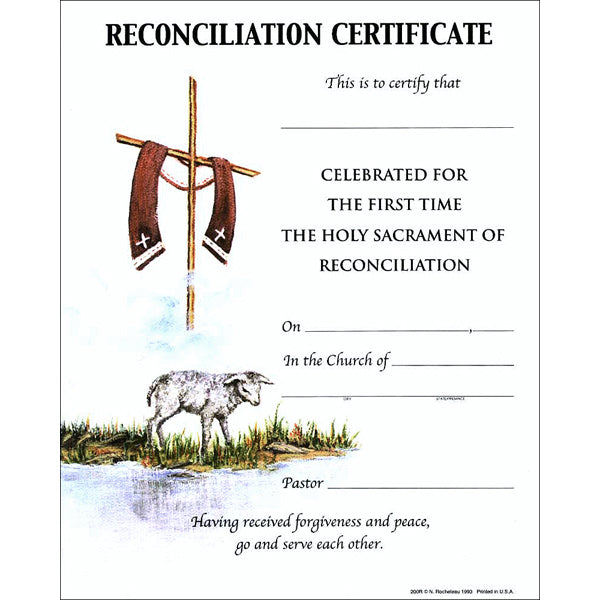 Reconciliation Certificate - Oil Painting - 100/pack