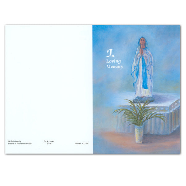"Our Lady of Lourdes" Sympathy/Deceased Mass Card - Oil Painting - 50/box