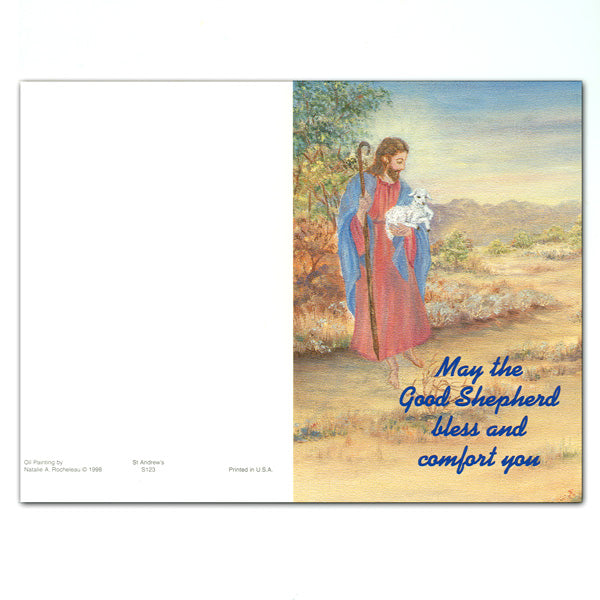 "Good Shepherd..." Sympathy/Deceased Mass Card - Oil Painting - 50/box