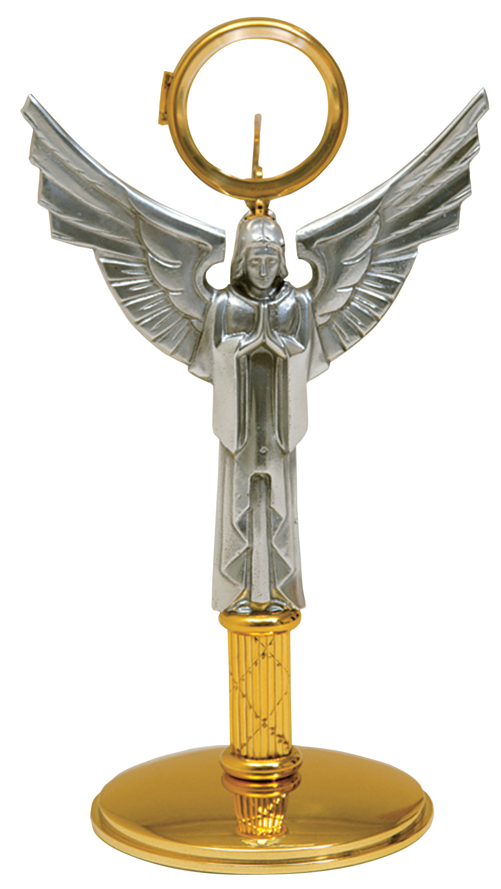Chapel Monstrance - Oxidized Silver Angel - 13" Ht