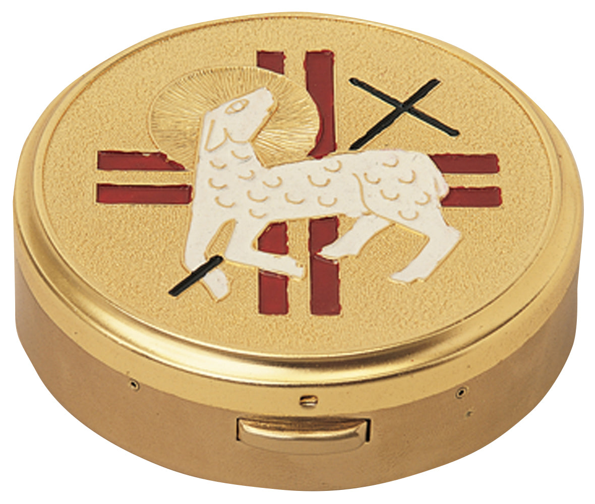 Hospital Pyx - Lamb/Cross - Hinged Cover - 60 Host