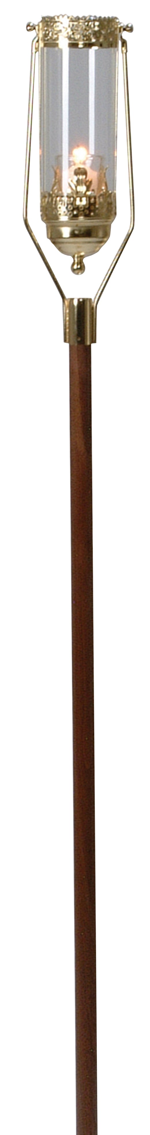 Swinging Processional/Pew End Torch - Brass Plated/Walnut - 60" Ht