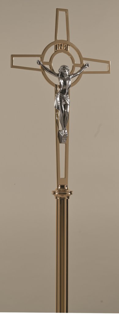 Bronze Floor Processional Crucifix: 2034 Style - 84" Ht