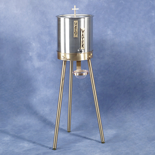 Satin Bronze Base Stainless Steel Holy Water Dispenser/Tank: 2610 Style - 46" Ht