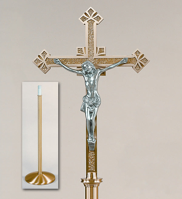 Processional Bronze Floor Crucifix: 2740 Style - 84" Ht