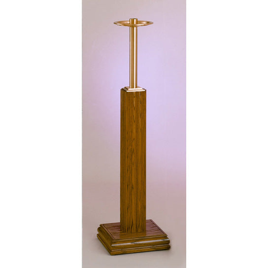 Cierge de sol fixe en bronze/bois : style 2828 – 112 cm H – 3,8 cm douille