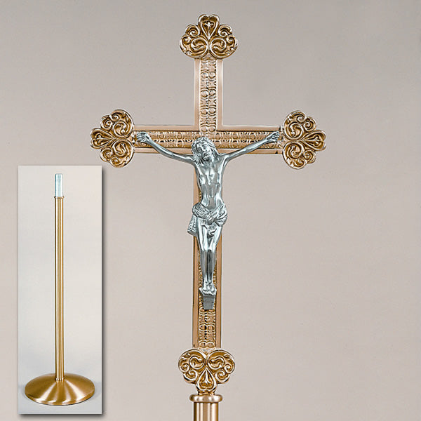 Bronze Floor Processional Crucifix: 2952 Style - 87" Ht