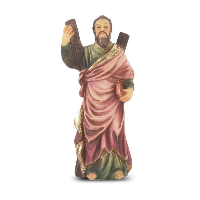 4" Cold Cast Resin Hand Painted Statue of Saint Andrew in a Deluxe Window Box