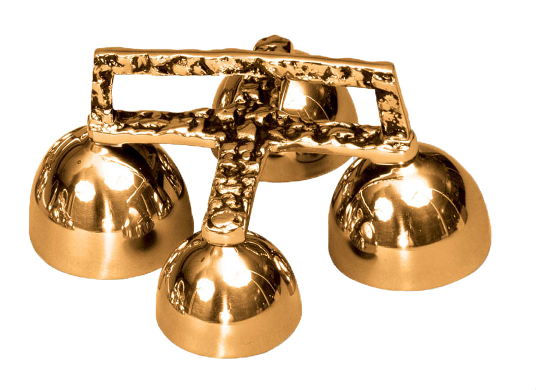 Altar Bell Set, Bronze or Brass, Textured Handle