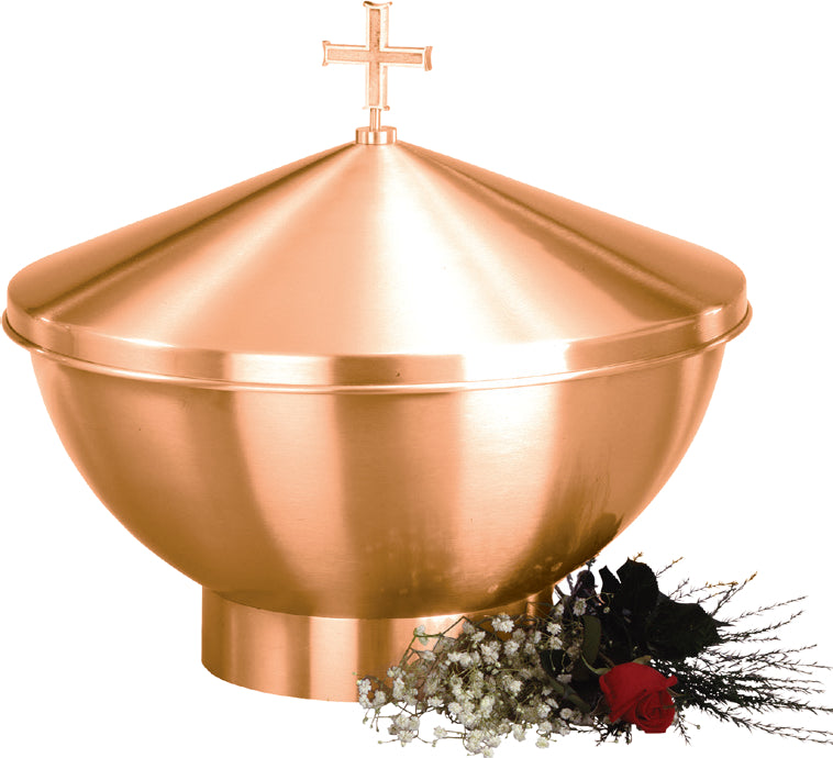 Baptismal Font, 2 Sizes, Bronze, Removable Lid With Cross