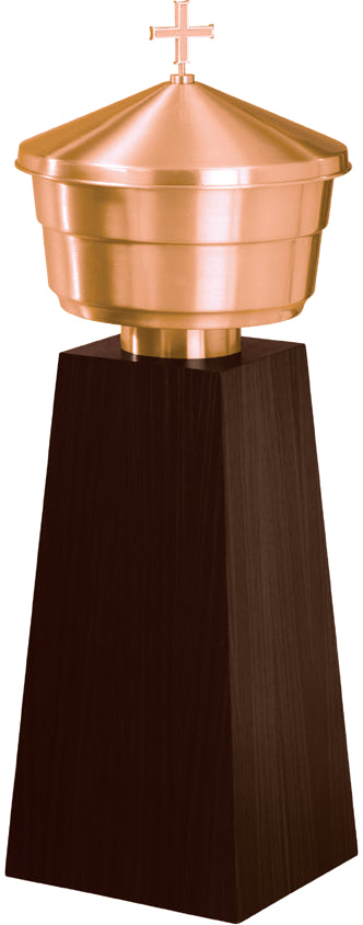 Freestanding Baptismal Font, 36", 2 Bowl Sizes, Bronze, Walnut Base