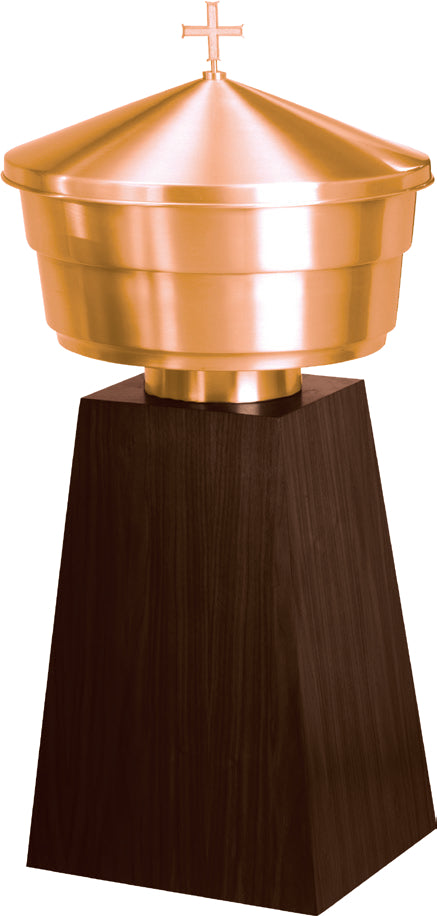 Freestanding Baptismal Font, 36", 2 Bowl Sizes, Bronze, Walnut Base