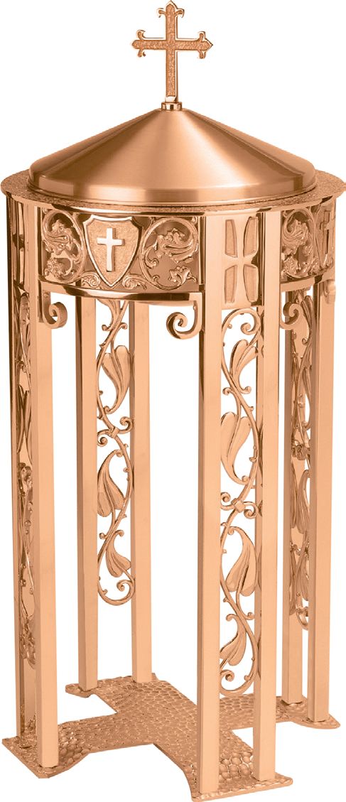 Baptismal Font | 33" | Bronze | Removable Lid With Cross