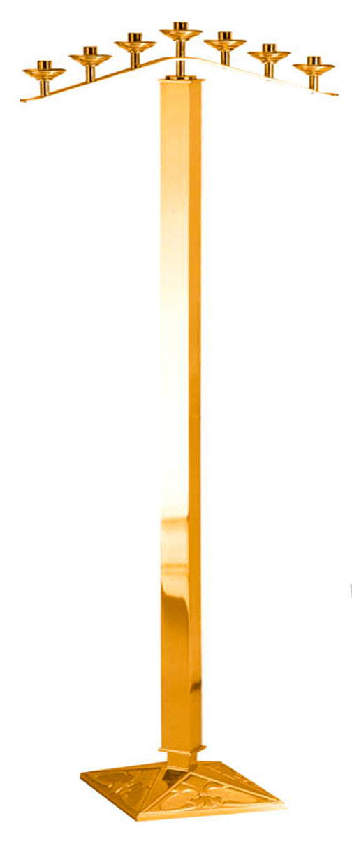 Floor Candelabra, 3, 5 or 7 Sconce, Bronze or Brass, Fixed Arm, Square Base