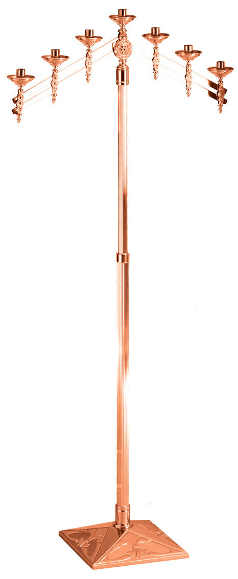 Floor Candelabra, 3, 5 or 7 Sconce, Bronze or Brass, Adjustable