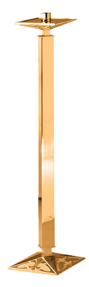 Floor Candlestick, 44", Brass or Bronze, Embellished Square Column & Base