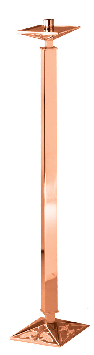 Floor Candlestick, 44", Brass or Bronze, Embellished Square Column & Base
